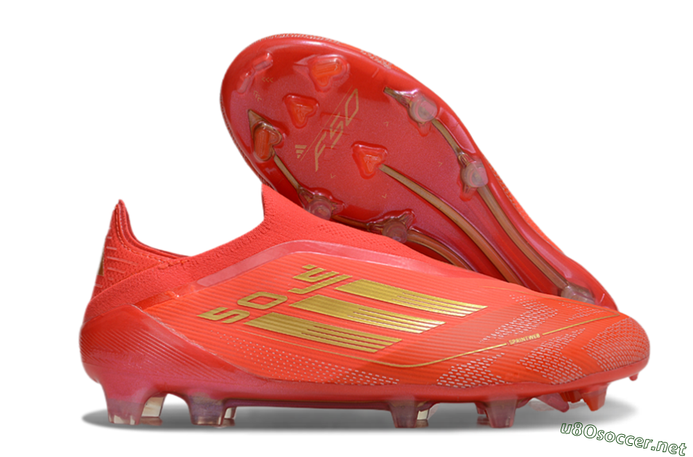 Men's Adidas F50 Elite Laceless FG Football Boots - Red/Gold 2