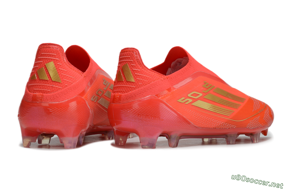 Men's Adidas F50 Elite Laceless FG Football Boots - Red/Gold 6