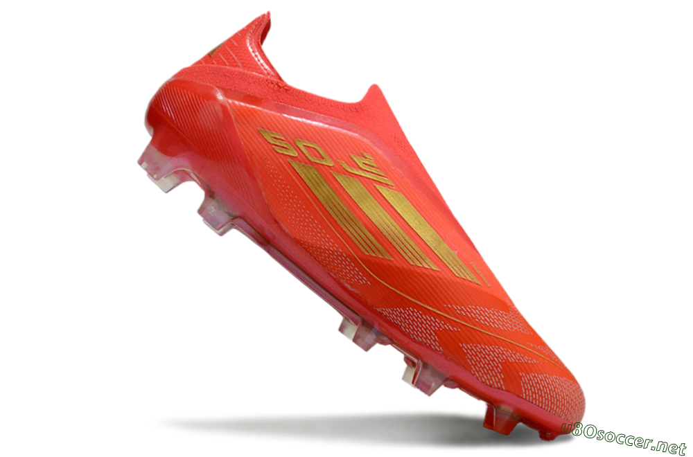 Men's Adidas F50 Elite Laceless FG Football Boots - Red/Gold 4