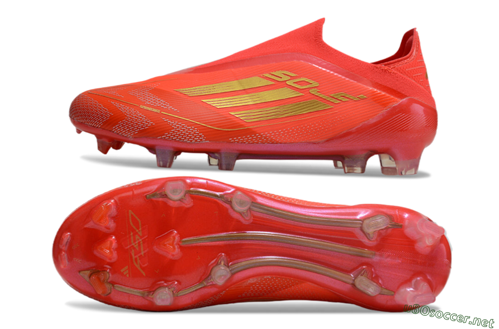 Men's Adidas F50 Elite Laceless FG Football Boots - Red/Gold 1