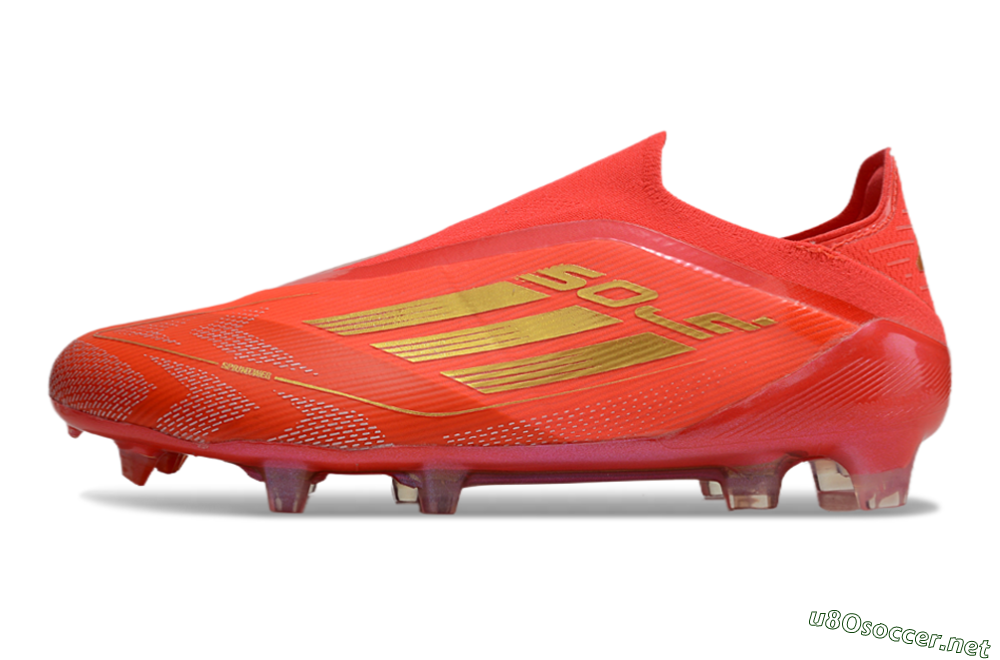 Men's Adidas F50 Elite Laceless FG Football Boots - Red/Gold 0