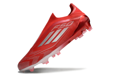 Men's Adidas F50 Elite Laceless FG Football Boots - Red/Silver
