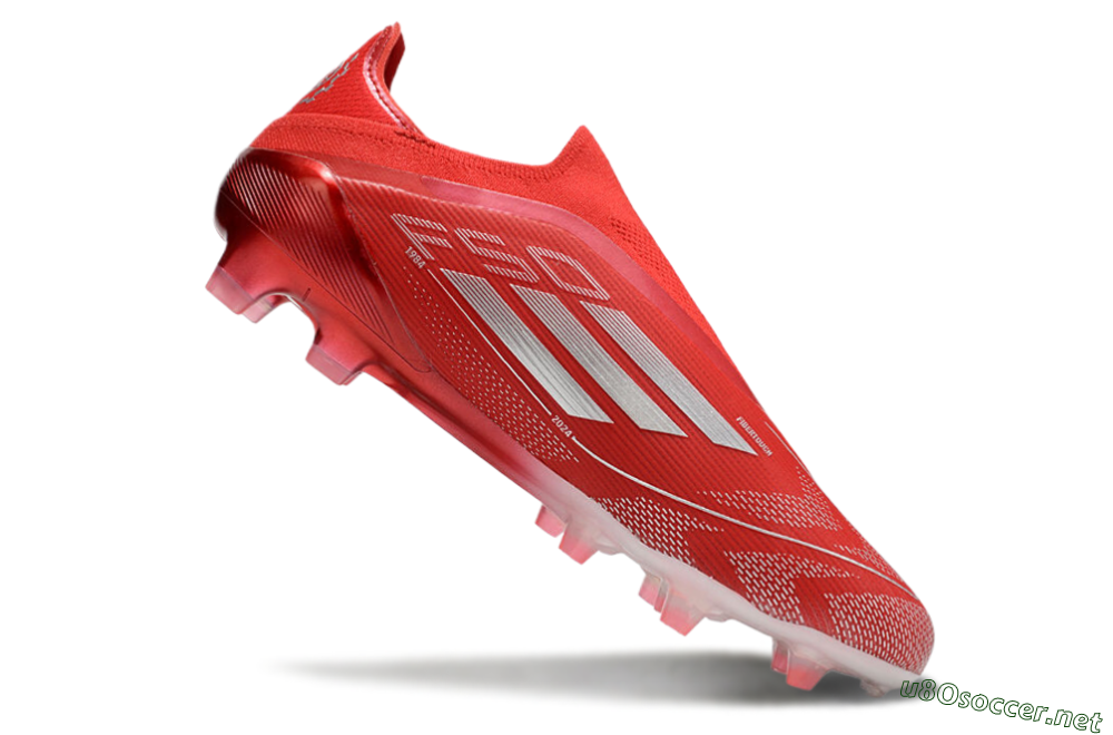 Men's Adidas F50 Elite Laceless FG Football Boots - Red/Silver 4