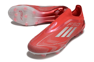 Men's Adidas F50 Elite Laceless FG Football Boots - Red/Silver