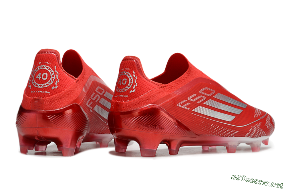 Men's Adidas F50 Elite Laceless FG Football Boots - Red/Silver 6