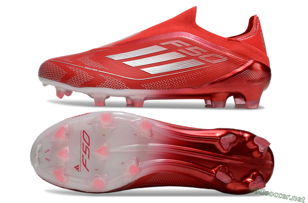Men's Adidas F50 Elite Laceless FG Football Boots - Red/Silver 1