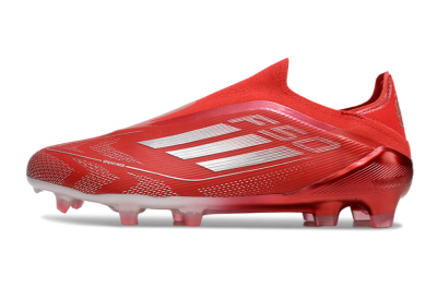 Men's Adidas F50 Elite Laceless FG Football Boots - Red/Silver