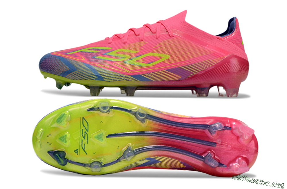 Men's Adidas F50 Elite FG Football Boots - Pink/Blue/Yellow 1