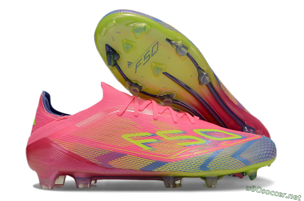 Men's Adidas F50 Elite FG Football Boots - Pink/Blue/Yellow 2