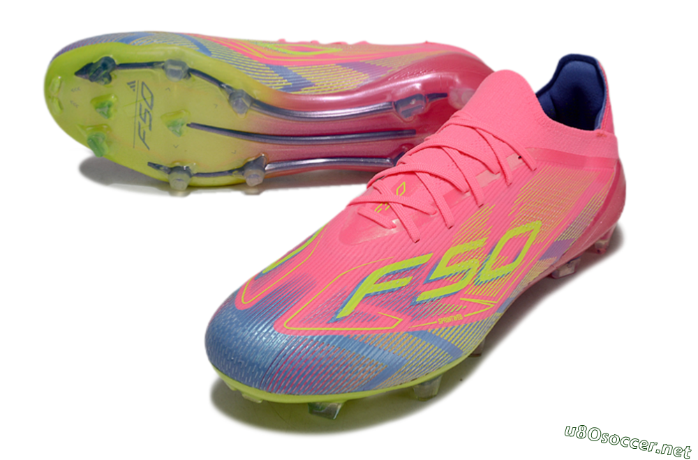 Men's Adidas F50 Elite FG Football Boots - Pink/Blue/Yellow 3