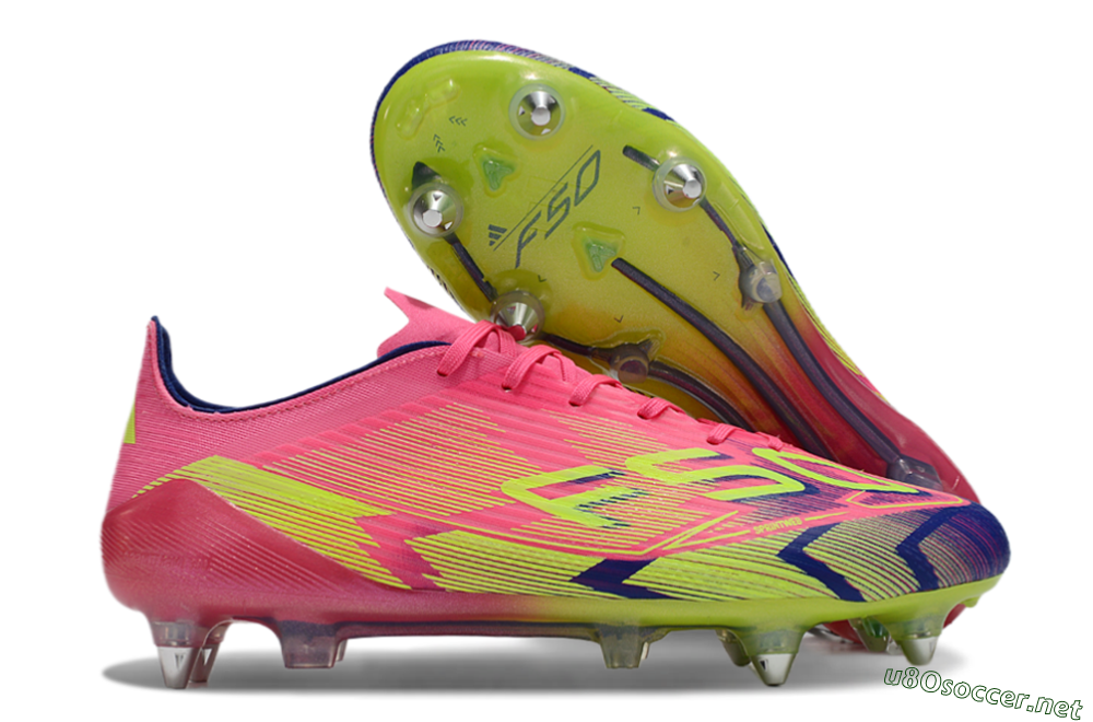 Men's Adidas F50 Elite SG Football Boots - Pink/Blue/Yellow 2