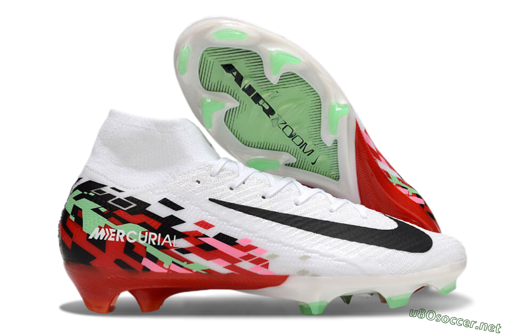 Men's Nike Air Zoom Mercurial Superfly 10 Elite FG Football Boots - White/Black/Red 2