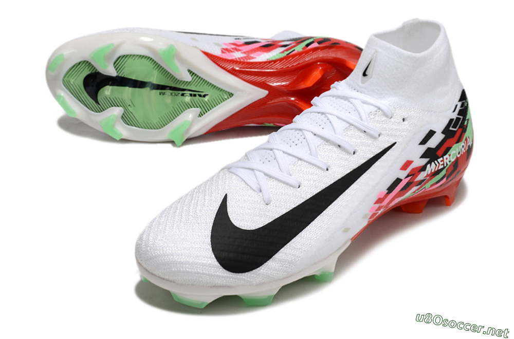 Men's Nike Air Zoom Mercurial Superfly 10 Elite FG Football Boots - White/Black/Red 3