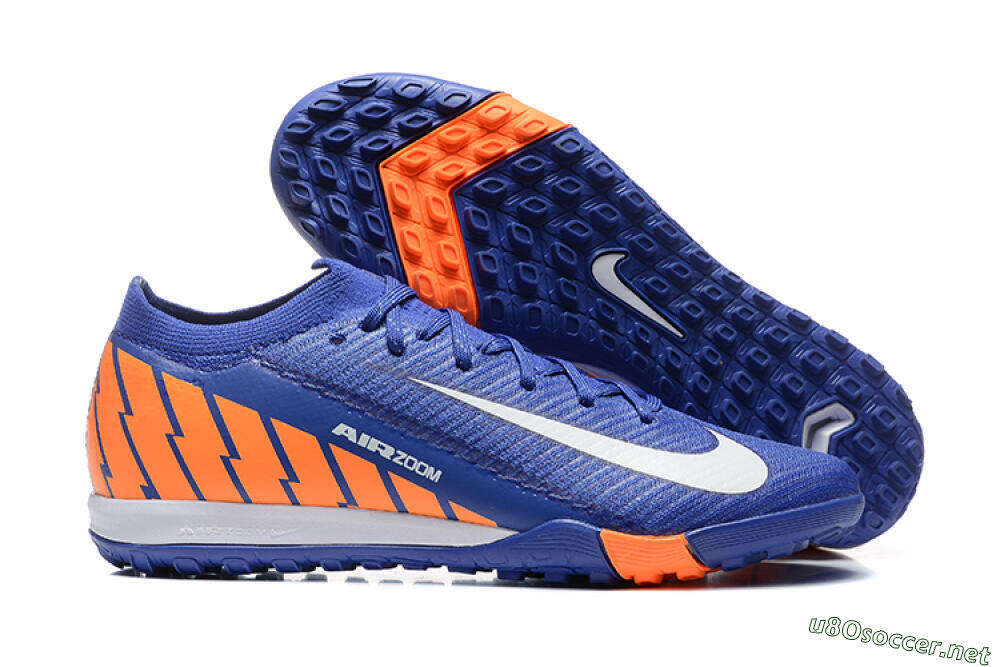 Men's Nike Air Zoom Mercurial Vapor 16 Elite TF Football Shoes - Blue/White/Orange 2