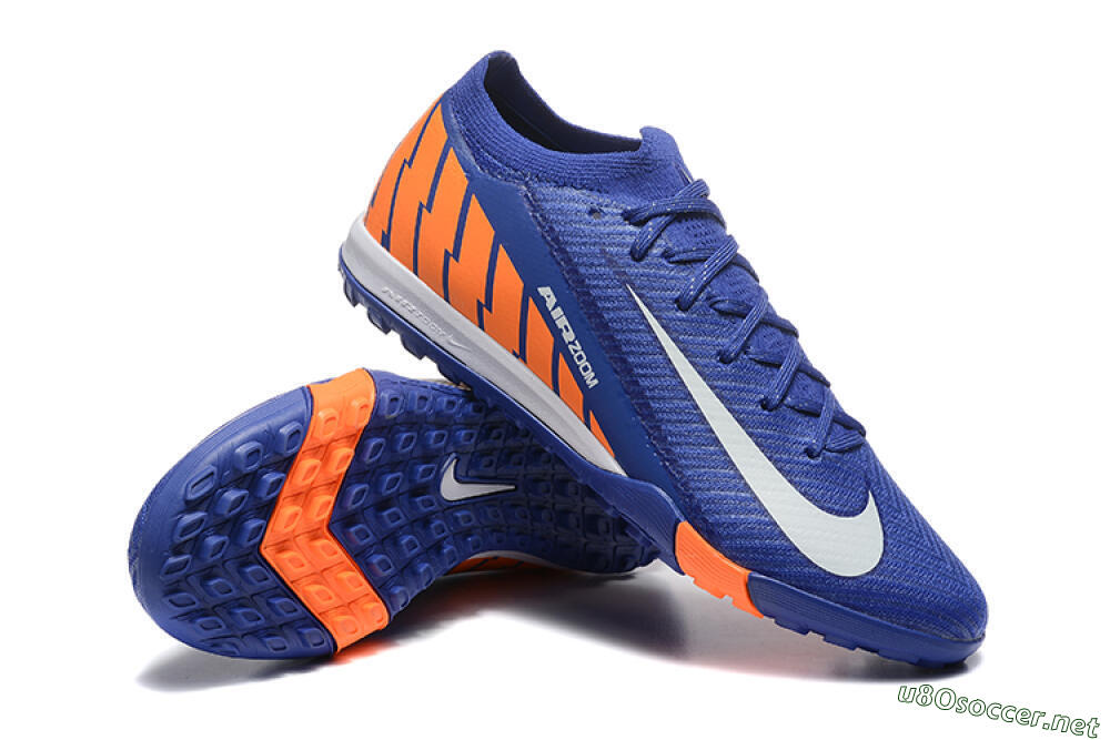 Men's Nike Air Zoom Mercurial Vapor 16 Elite TF Football Shoes - Blue/White/Orange 4
