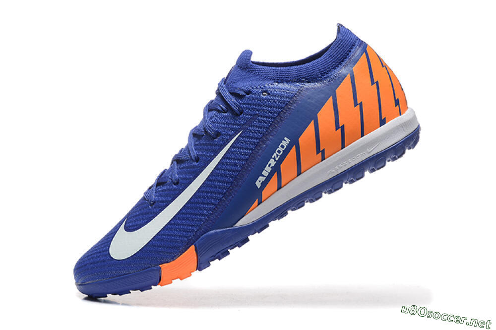 Men's Nike Air Zoom Mercurial Vapor 16 Elite TF Football Shoes - Blue/White/Orange 8