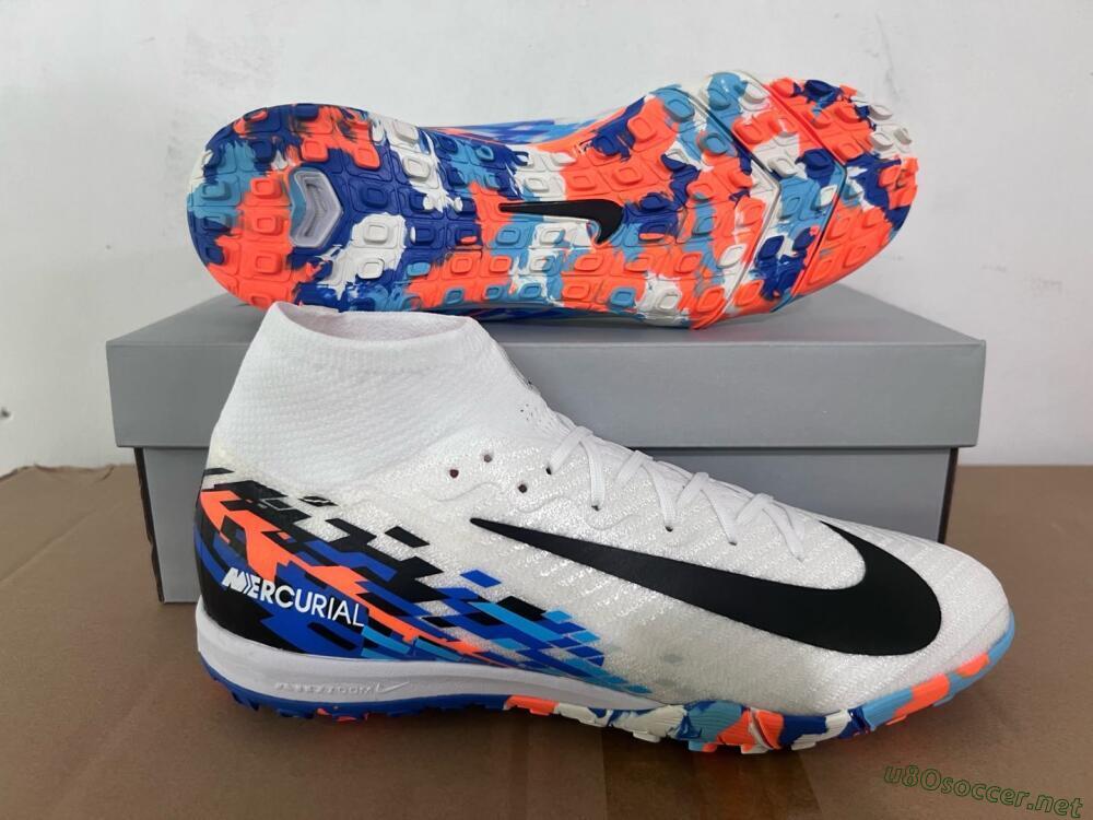 Unisex Nike Air Zoom Mercurial Superfly 10 Elite TF Football Shoes - White/Blue/Orange