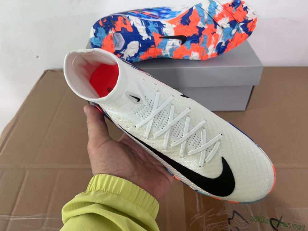 Unisex Nike Air Zoom Mercurial Superfly 10 Elite TF Football Shoes - White/Blue/Orange