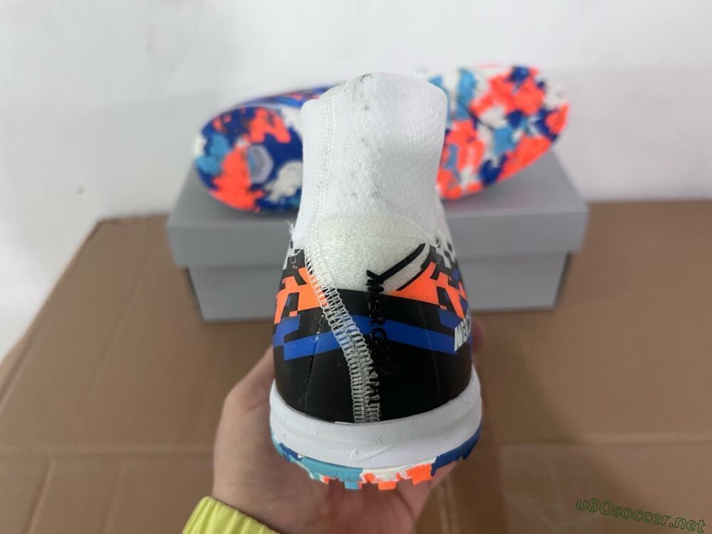 Unisex Nike Air Zoom Mercurial Superfly 10 Elite TF Football Shoes - White/Blue/Orange
