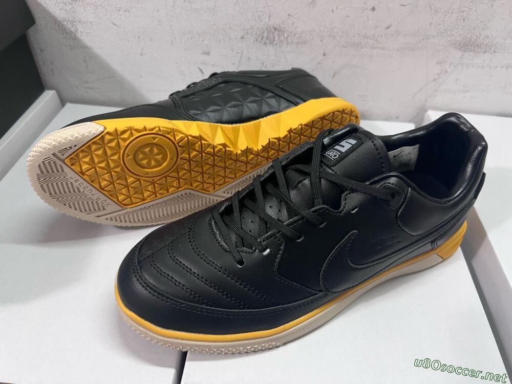 Men's Nike Street Gato IC Football Shoes - Black/Yellow/Beige
