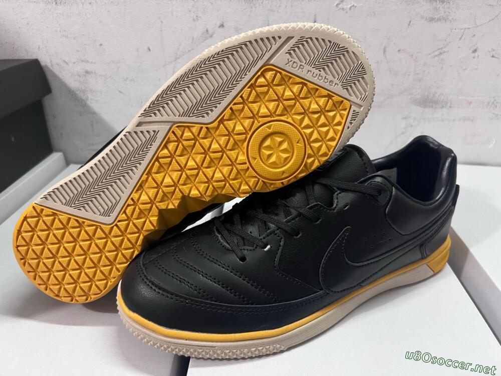 Men's Nike Street Gato IC Football Shoes - Black/Yellow/Beige