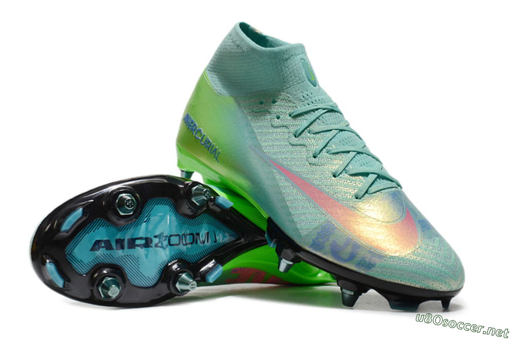 Men's Nike Air Zoom Mercurial Superfly 10 Elite SG Football Boots - Jade/Pink/Blue 3