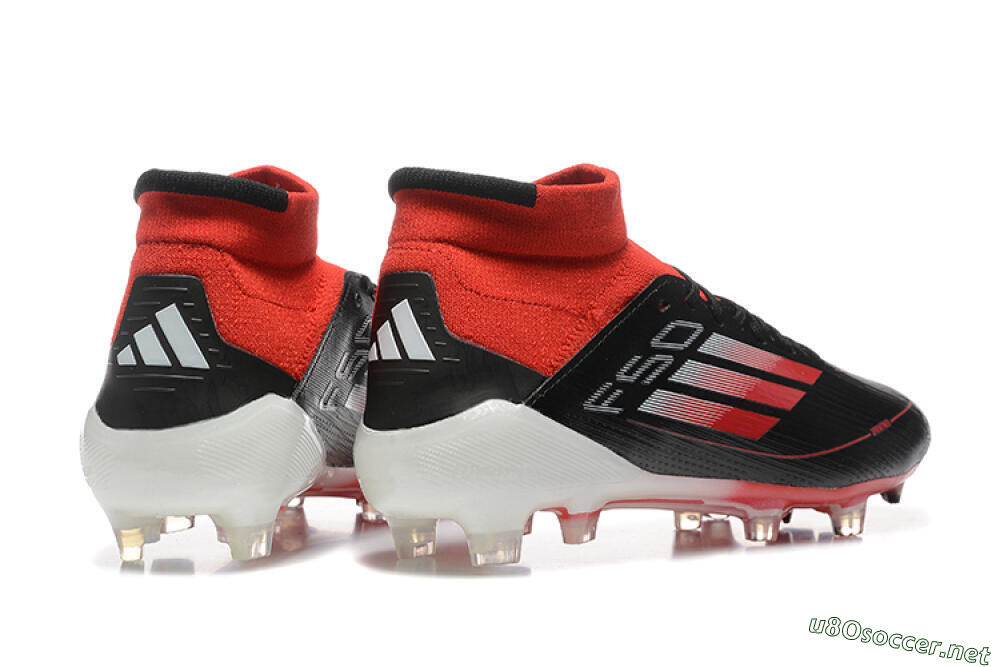 Men's Adidas F50 Elite Mid FG Football Boots - Black/Red/White 5