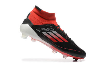Men's Adidas F50 Elite Mid FG Football Boots - Black/Red/White