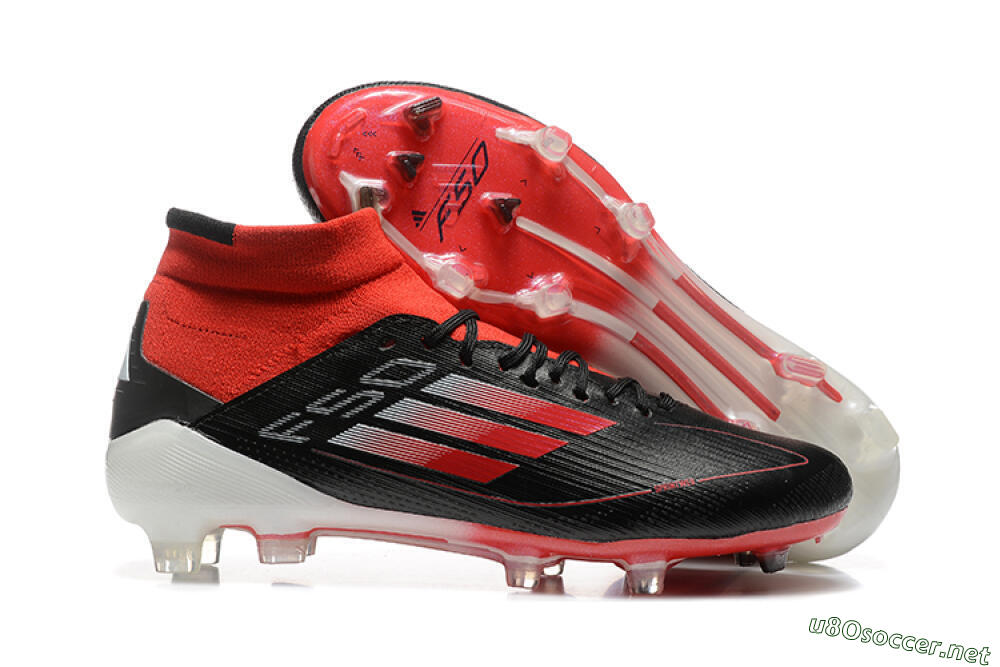 Men's Adidas F50 Elite Mid FG Football Boots - Black/Red/White 2