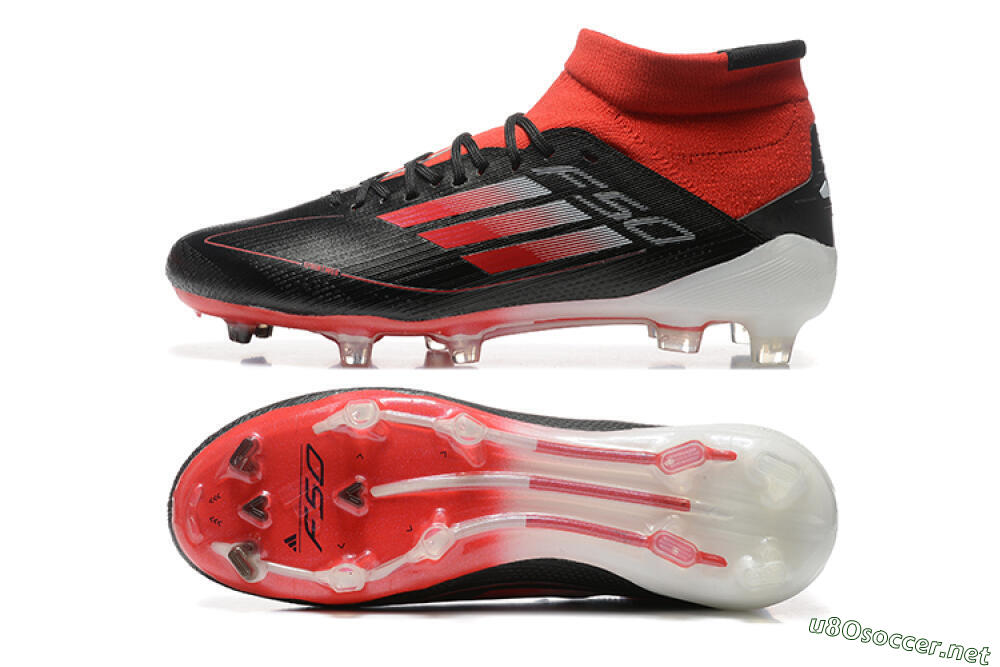 Men's Adidas F50 Elite Mid FG Football Boots - Black/Red/White 1