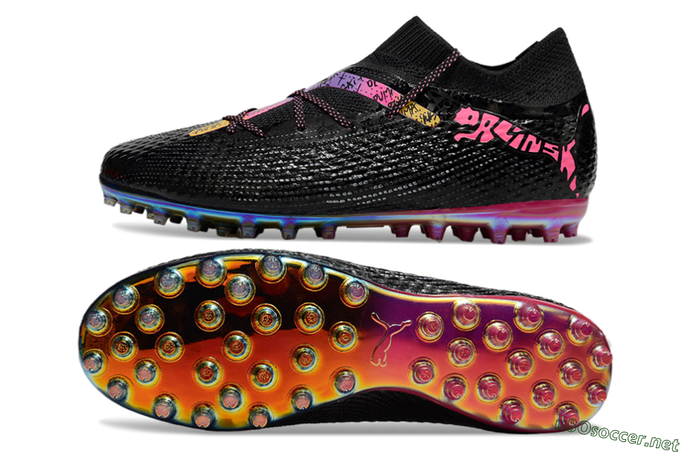 Unisex Puma Future Ultimate MG Football Boots - Black/Pink/Yellow 1