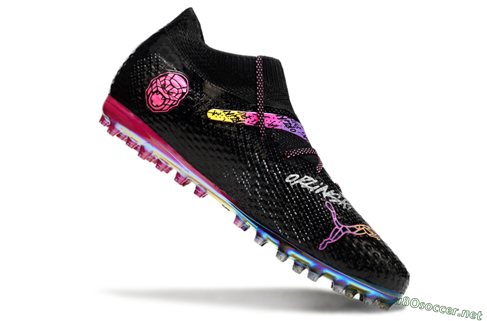 Unisex Puma Future Ultimate MG Football Boots - Black/Pink/Yellow 4