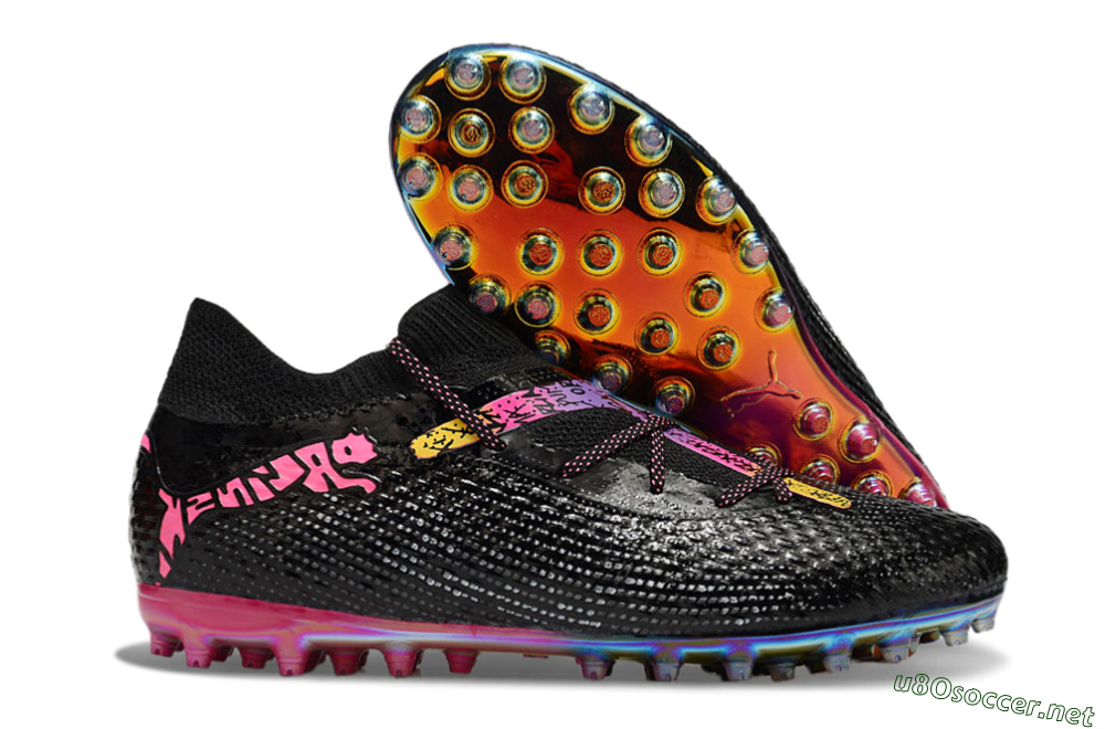 Unisex Puma Future Ultimate MG Football Boots - Black/Pink/Yellow 2