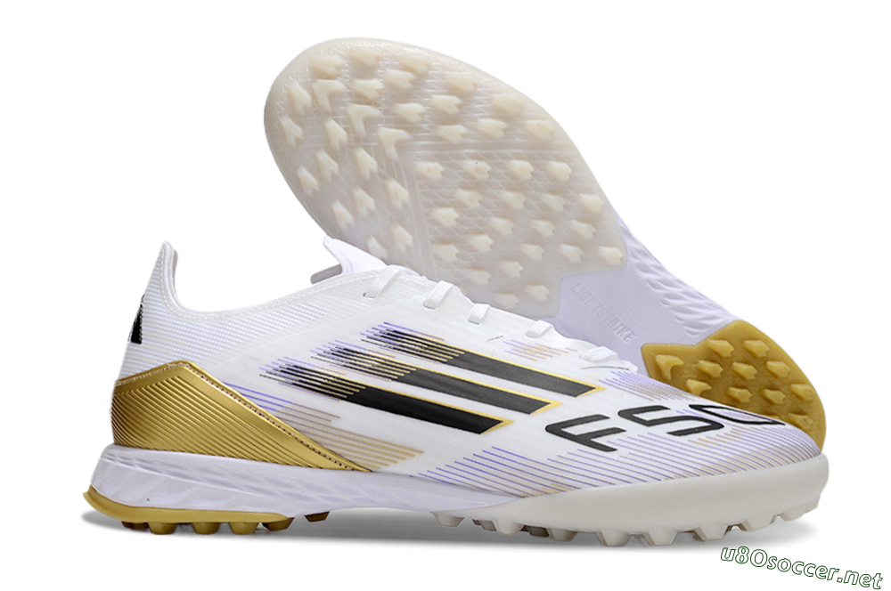 Men's Adidas F50 Pro TF Football Shoes - White/Black/Yellow 2