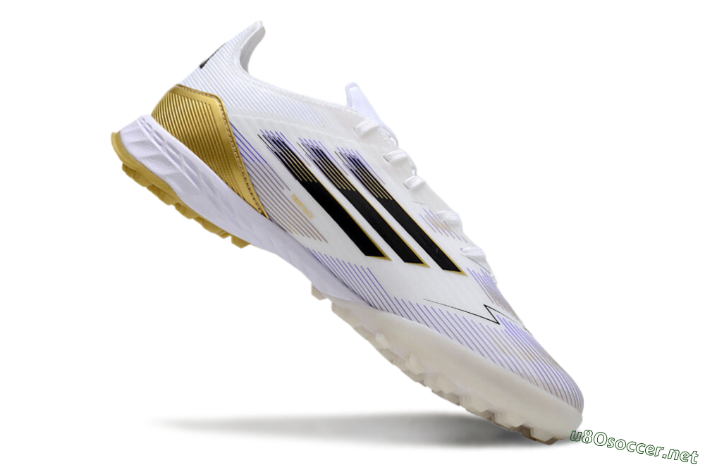 Men's Adidas F50 Pro TF Football Shoes - White/Black/Yellow 3