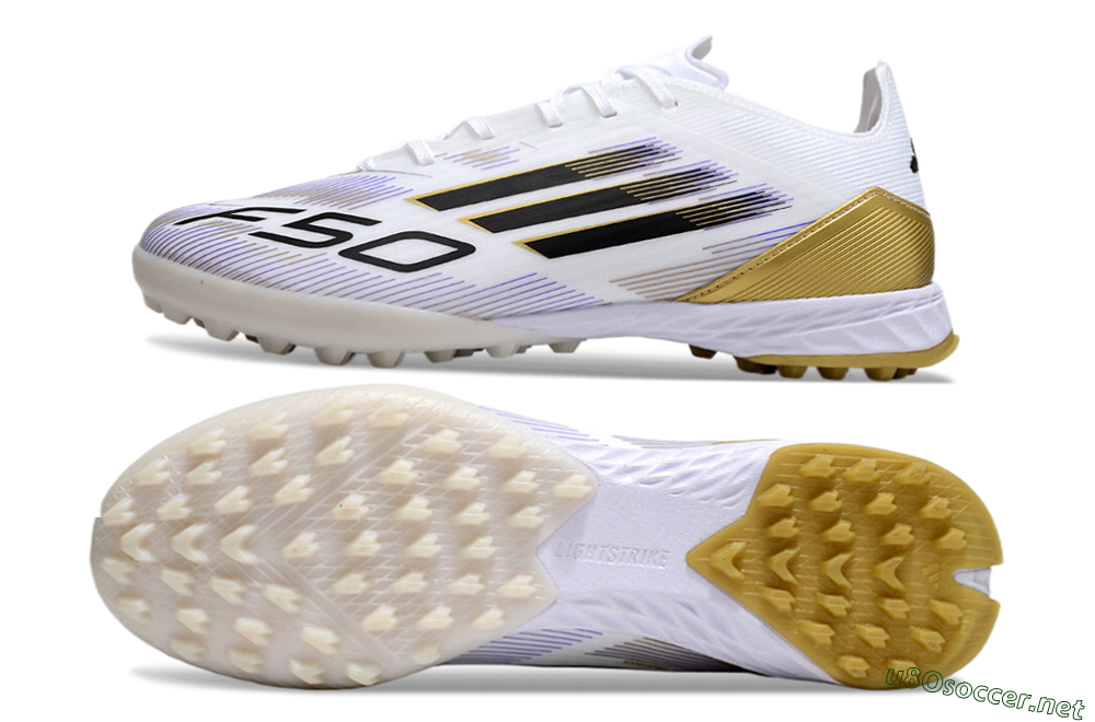 Men's Adidas F50 Pro TF Football Shoes - White/Black/Yellow 1