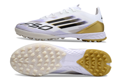 Men's Adidas F50 Pro TF Football Shoes - White/Black/Yellow