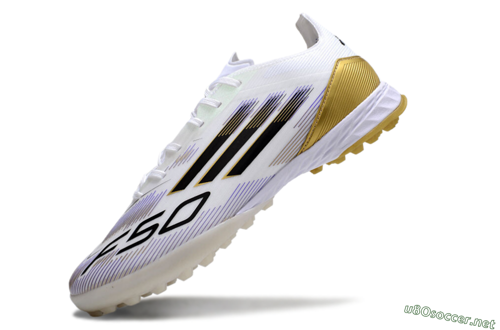 Men's Adidas F50 Pro TF Football Shoes - White/Black/Yellow 4