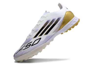 Men's Adidas F50 Pro TF Football Shoes - White/Black/Yellow