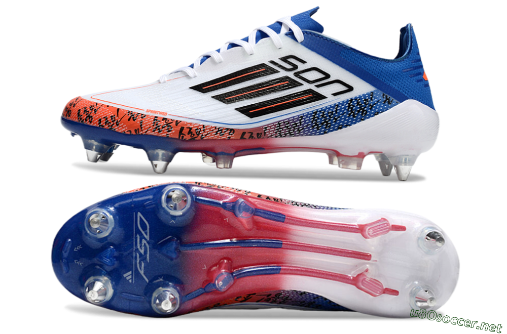 Men's Adidas F50 Elite SG Football Boots - White/Black/Red/Blue 1