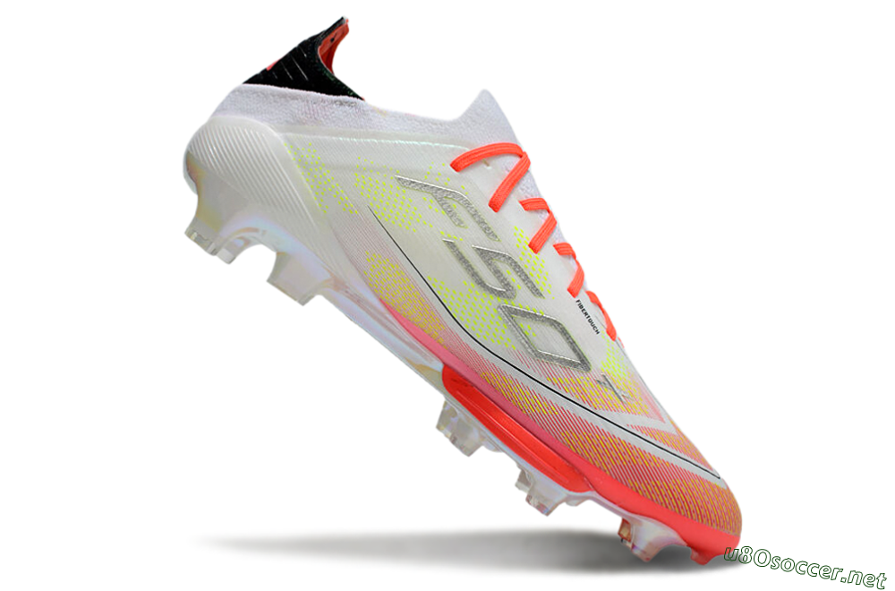 Men's Adidas F50 Lightstrike Elite Laceless FG Football Boots - White/Red/Yellow 4