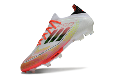 Men's Adidas F50 Lightstrike Elite Laceless FG Football Boots - White/Red/Yellow