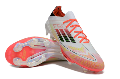 Men's Adidas F50 Lightstrike Elite Laceless FG Football Boots - White/Red/Yellow
