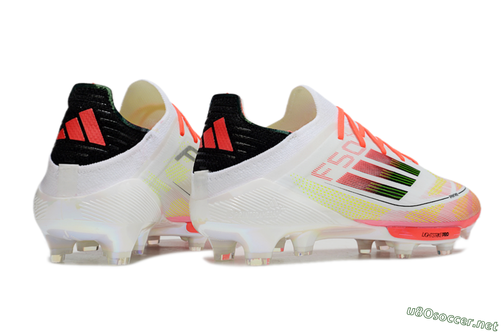 Men's Adidas F50 Lightstrike Elite Laceless FG Football Boots - White/Red/Yellow 6