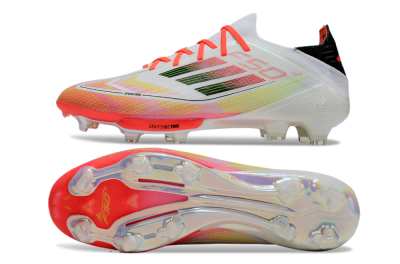 Men's Adidas F50 Lightstrike Elite Laceless FG Football Boots - White/Red/Yellow