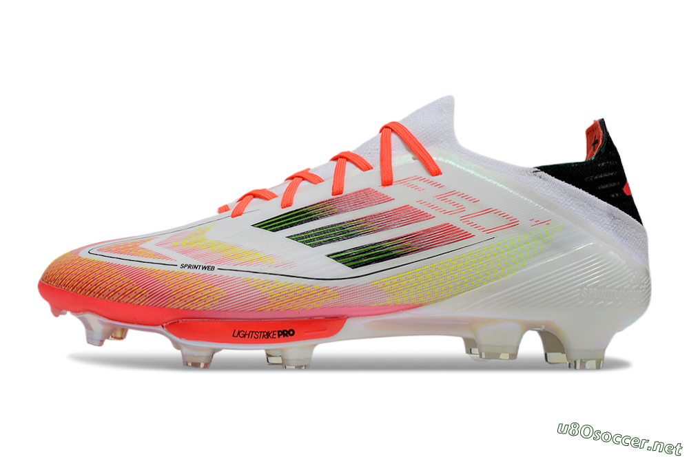 Men's Adidas F50 Lightstrike Elite Laceless FG Football Boots - White/Red/Yellow 0