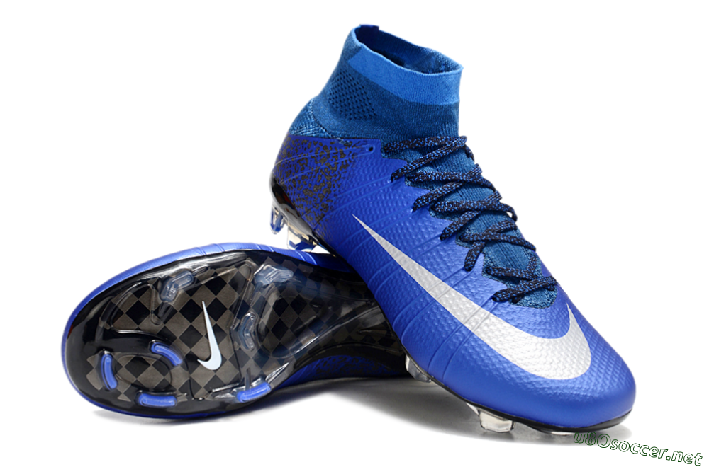 Men's Nike Mercurial Superfly 4 CR7 FG Football Boots - Blue/White/Black 3