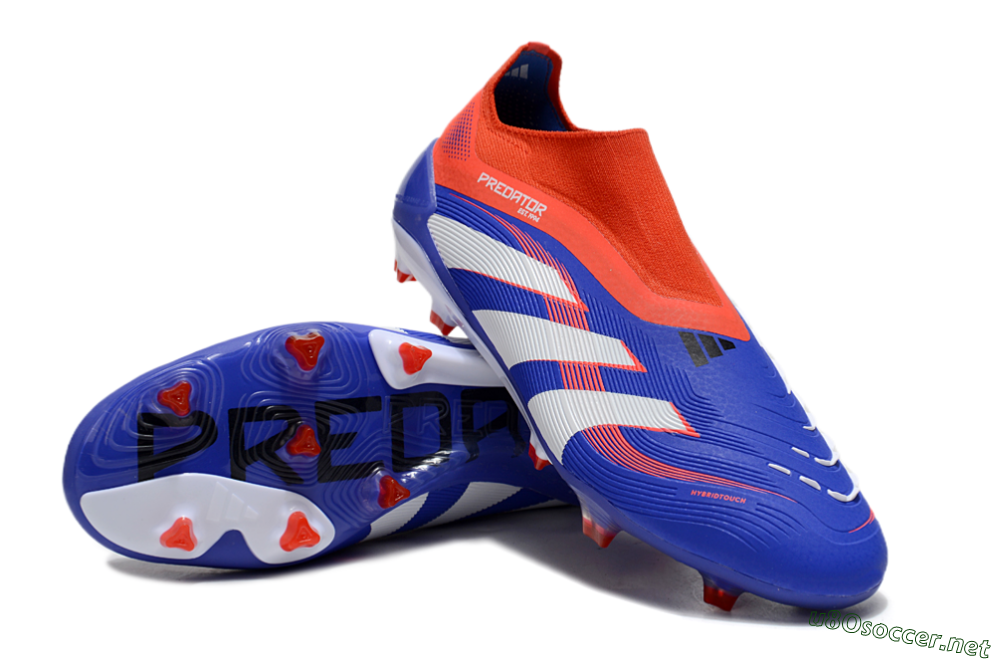 Unisex Adidas Predator 25 Elite Laceless FG Football Boots - Blue/White/Red 3