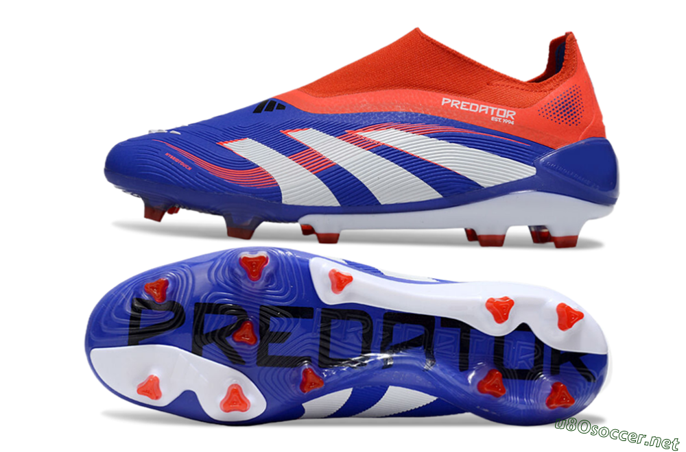 Unisex Adidas Predator 25 Elite Laceless FG Football Boots - Blue/White/Red 1