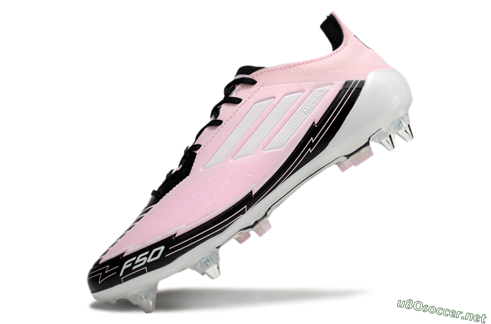 Men's Messi x Adidas F50 Elite SG Football Boots - Pink/White/Black 5